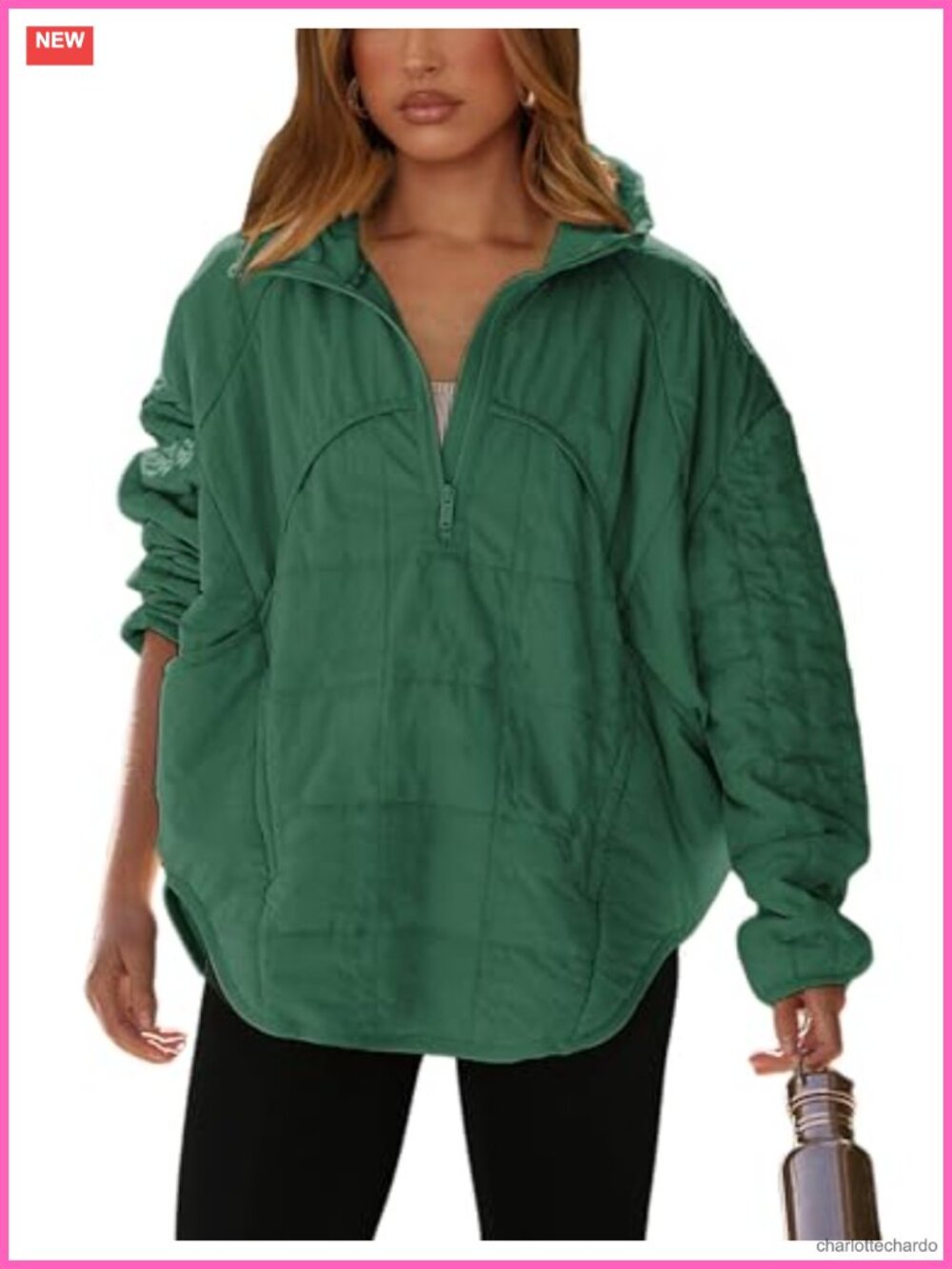 Women's Quilted Lightweight Puffer Jacket Oversized Half Zip Pullover Fall